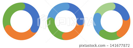 Circular Cycle Diagram, Round Donut Flowchart, 3, 4, and 5 Section Set Circular Cycle Diagram, Round Donut Flowchart, 3, 4, and 5 Section Set 141677872