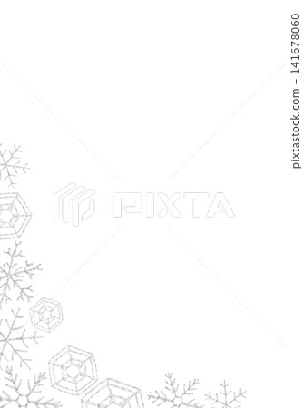 [Vertical frame of snowflakes] Hand-embroidered illustration material 141678060