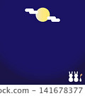 A background illustration of a rabbit enjoying moon viewing (with pampas grass). 141678377
