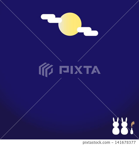A background illustration of a rabbit enjoying moon viewing (with pampas grass). 141678377