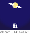 Background illustration of rabbits enjoying moon viewing 141678378
