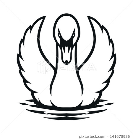 full body swan mascot logo design 141678926