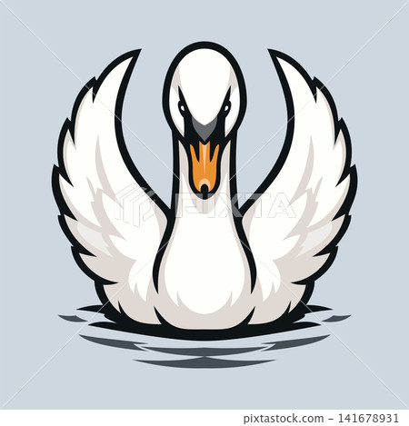 full body swan mascot logo design 141678931