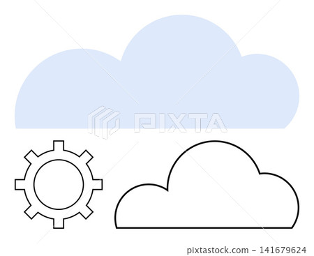 Cloud technology, IT, automation, data storage, software development, system integration. A gear and cloud elements are . Cloud technology and IT concepts visually Cloud technology, IT, automation, data storage, software development, system integration. A gear and cloud elements are . Cloud technology and IT concepts visually 141679624