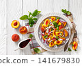 Summer fresh peach salad with red onion and cheese 141679830