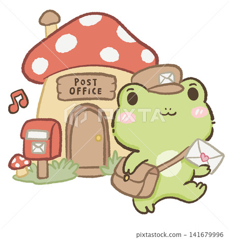 Cute Kawaii Chibi Frog Mail Carrier Delivering a Love Letter Outside a Cozy Mushroom Post Office Cottagecore Clipart Illustration Cute Kawaii Chibi Frog Mail Carrier Delivering a Love Letter Outside a Cozy Mushroom Post Office Cottagecore Clipart Illustration 141679996