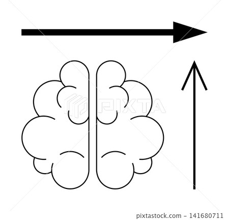 Cognitive development, decision-making, progress, growth, thinking strategies, and mental focus. A brain icon with upward and forward-pointing arrows. Growth and decision-making Cognitive development, decision-making, progress, growth, thinking strategies, and mental focus. A brain icon with upward and forward-pointing arrows. Growth and decision-making 141680711