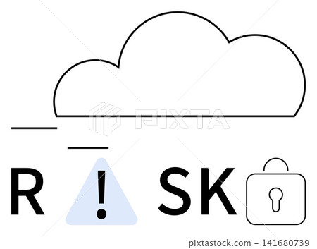 Cybersecurity, risk assessment, data protection, cloud storage, online threats, digital safety. Cloud with alert and lock icons. Cybersecurity and risk assessment concept Cybersecurity, risk assessment, data protection, cloud storage, online threats, digital safety. Cloud with alert and lock icons. Cybersecurity and risk assessment concept 141680739
