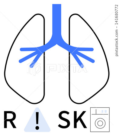 Health awareness, respiratory risk, air pollution, hygiene, precaution, medical care. Stylized lungs with warning icon and washing machine. Health awareness and respiratory risk design Health awareness, respiratory risk, air pollution, hygiene, precaution, medical care. Stylized lungs with warning icon and washing machine. Health awareness and respiratory risk design 141680772
