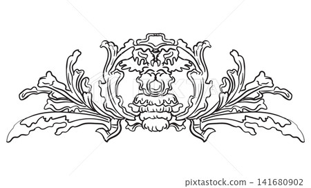 Horizontal vintage design element hand drawing ornament vector Horizontal vintage design element hand drawing ornament vector 141680902