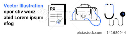 Healthcare, medical consultation, diagnosis, pharmacy, patient care, professional tools. A stethoscope, RX paper and doctor s bag. Healthcare and medical consultation concept Healthcare, medical consultation, diagnosis, pharmacy, patient care, professional tools. A stethoscope, RX paper and doctor s bag. Healthcare and medical consultation concept 141680944