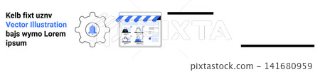 Data protection, notifications, technology integration, system alerts, cybersecurity, workflow automation. Gear with bell icon and digital interface with icons. Data protection and notifications Data protection, notifications, technology integration, system alerts, cybersecurity, workflow automation. Gear with bell icon and digital interface with icons. Data protection and notifications 141680959