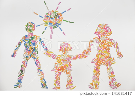 Create a close-knit family image with colored spray paint. Create a close-knit family image with colored spray paint. 141681417