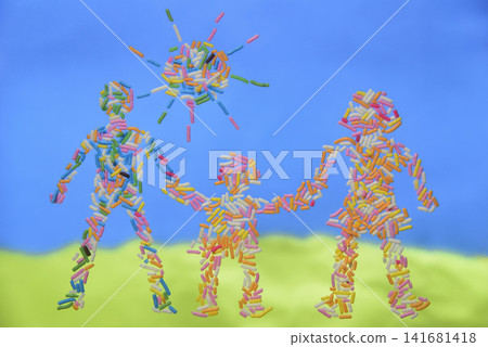 Create a close-knit family image with colored spray paint. Create a close-knit family image with colored spray paint. 141681418