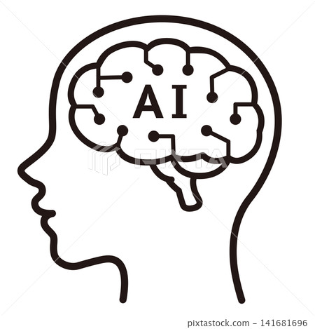 [Vector] Brain and AI brain icon, artificial intelligence image 141681696