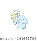 A senior man coughing with apparent difficulty. 141681704