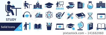 A set of silhouette icons related to studying vectors. A set of silhouette icons related to studying vectors. 141682060