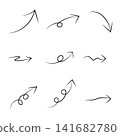 Hand-drawn style arrow set (curved, wavy, wavy, and directional marks) 141682780