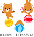 A bear character balancing on a ball 141682948