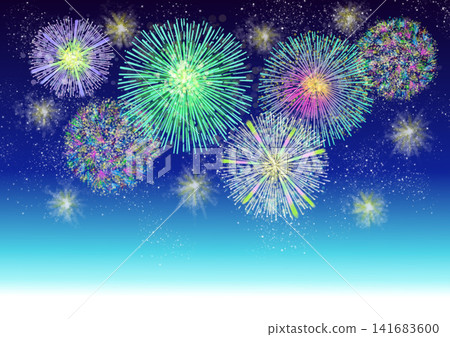 Fireworks, sparkling starry sky 141683600