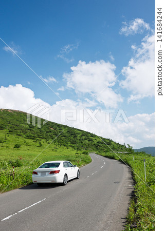 一條令人神清氣爽的夏季公路，穿過高地 141684244