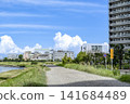 Urban landscape of Kawasaki City, Kanagawa Prefecture: Tama River riverbed and factory district around Minatomachi Station. 141684489