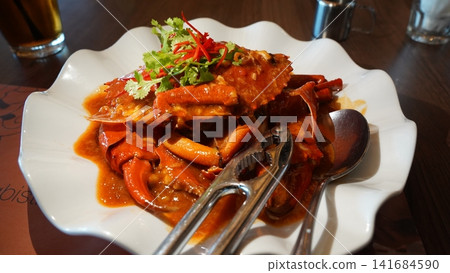 Chili Crab Delicious Seafood Dish Asian Cuisine Chili Crab Delicious Seafood Dish Asian Cuisine 141684590