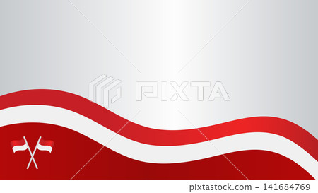 Abstract background featuring a flowing red and white Indonesia flag wave with a clean copy space.Vector illustration Abstract background featuring a flowing red and white Indonesia flag wave with a clean copy space.Vector illustration 141684769