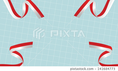 Indonesia Flag Ribbon Grid Background for Independence Day Vector Illustration 141684773