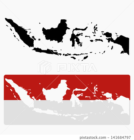 Indonesia Map and National Flag Flat Illustration Design. Vector Illustration Indonesia Map and National Flag Flat Illustration Design. Vector Illustration 141684797