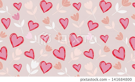 Cute Valentine's Seamless Pattern Hand Drawn Doodle 141684800