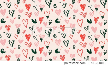Cute Valentine's Seamless Pattern Hand Drawn Doodle Cute Valentine's Seamless Pattern Hand Drawn Doodle 141684809