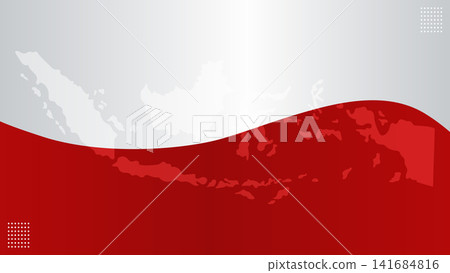 Abstract Indonesia Map Background with Red Wave Design. Vector Illustration Abstract Indonesia Map Background with Red Wave Design. Vector Illustration 141684816