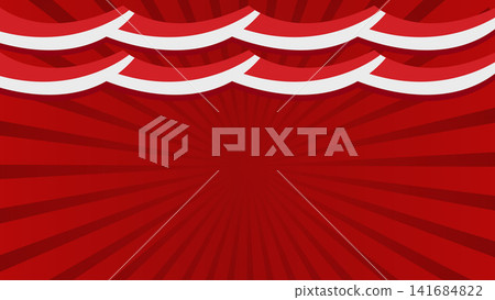Indonesia Independence Day Banner with Red White Drapery and Sunburst Vector Illustration 141684822