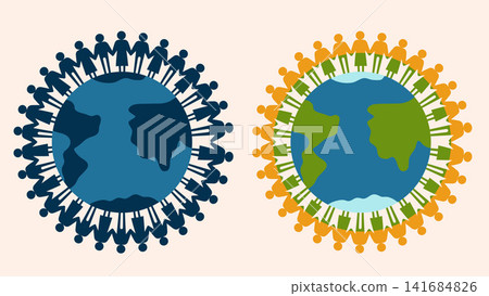International Friendship Day People Around Earth Flat Vector Illustration International Friendship Day People Around Earth Flat Vector Illustration 141684826
