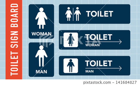 Modern Toilet Sign Board Collection with Men Women Restroom Modern Toilet Sign Board Collection with Men Women Restroom 141684827