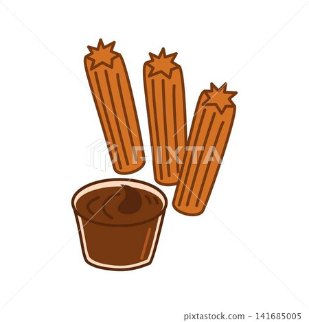 sweet spanish fried dough churros with chocolate dipping sauce 141685005