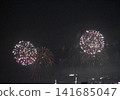 夏夜天空綻放著五彩繽紛的煙火 141685047
