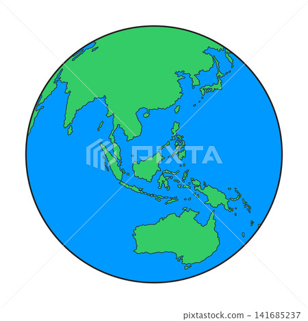 Earth Globe Outline Showing Asia and Australia Continents 2 Earth Globe Outline Showing Asia and Australia Continents 2 141685237