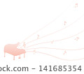 Musical notes and a pink piano frame 141685354