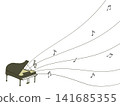 Musical notes and a black piano frame 141685355
