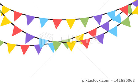 Colorful Pennant Flags Garland Decoration Vector Illustration Colorful Pennant Flags Garland Decoration Vector Illustration 141686068