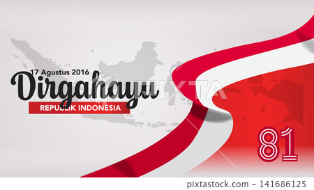 81th Indonesia Independence Day Banner with Ribbon and Indonesia Map Vector Illustration 81th Indonesia Independence Day Banner with Ribbon and Indonesia Map Vector Illustration 141686125