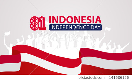 Indonesia Independence Day banner featuring the 81st anniversary text Indonesia Independence Day banner featuring the 81st anniversary text 141686136
