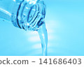 Pour in mineral water from a glass bottle. 141686403