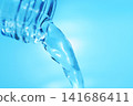 Pour in mineral water from a glass bottle. 141686411