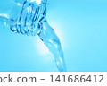 Pour in mineral water from a glass bottle. 141686412