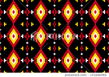 Seamless geometric ethnic oriental pattern. Geometric ethnic pattern. Ethnic pattern design for fabric, clothing, textile, wrapping, background, wallpaper, carpet, print, embroidery style, vector Seamless geometric ethnic oriental pattern. Geometric ethnic pattern. Ethnic pattern design for fabric, clothing, textile, wrapping, background, wallpaper, carpet, print, embroidery style, vector 141686468