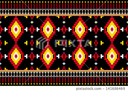 Seamless geometric ethnic oriental pattern. Geometric ethnic pattern. Ethnic pattern design for fabric, clothing, textile, wrapping, background, wallpaper, carpet, print, embroidery style, vector Seamless geometric ethnic oriental pattern. Geometric ethnic pattern. Ethnic pattern design for fabric, clothing, textile, wrapping, background, wallpaper, carpet, print, embroidery style, vector 141686469