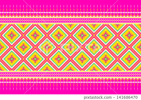 Seamless geometric ethnic oriental pattern. Geometric ethnic pattern. Ethnic pattern design for fabric, clothing, textile, wrapping, background, wallpaper, carpet, print, embroidery style, vector Seamless geometric ethnic oriental pattern. Geometric ethnic pattern. Ethnic pattern design for fabric, clothing, textile, wrapping, background, wallpaper, carpet, print, embroidery style, vector 141686470